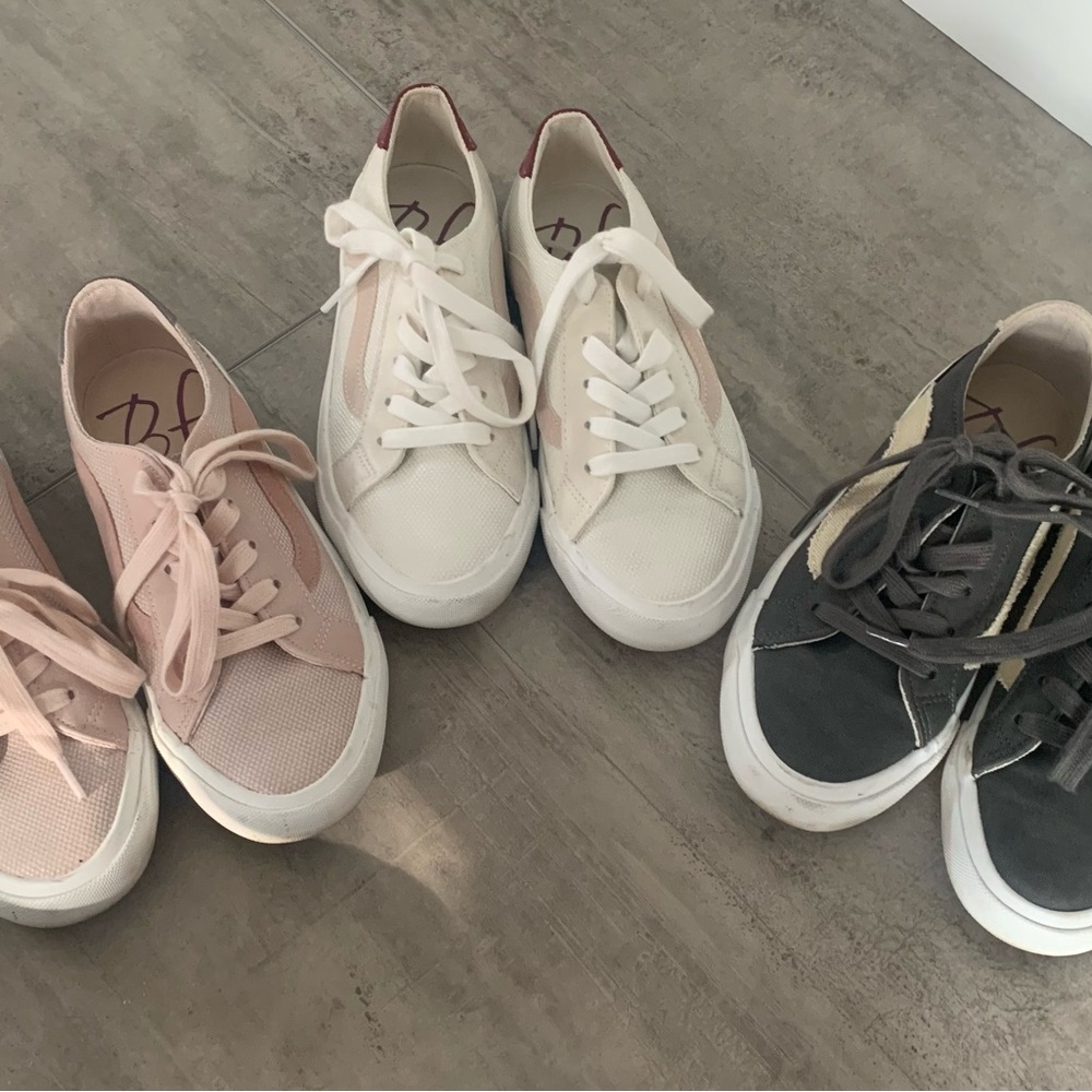 3 pair- Blowfish Women's Sneakers - Pink, White, and Gray.  Like New!